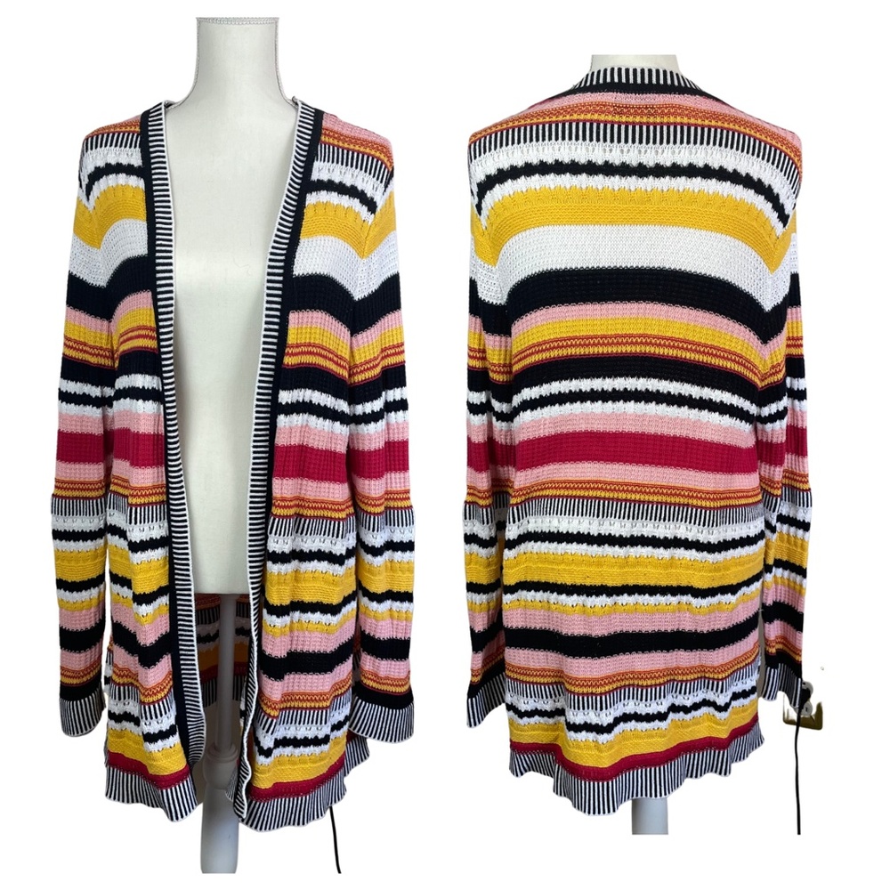 Peck & Peck Womens Cardigan XL Stripes Multicolored Light Weight